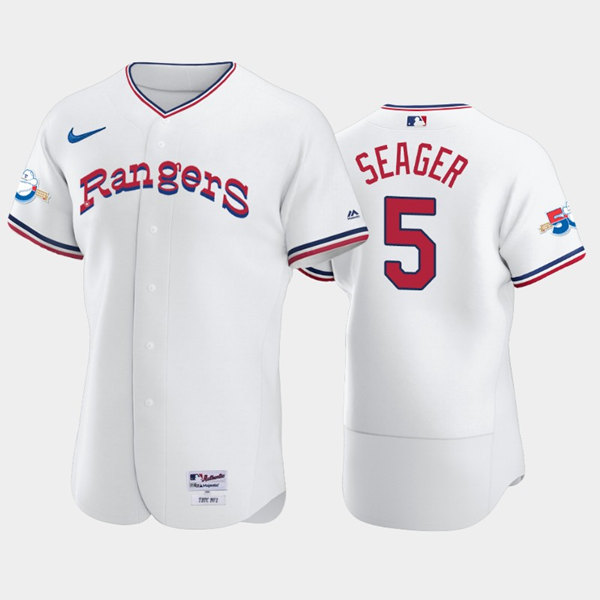 Women's Texas Rangers #5 Corey Seager White 50th Anniversary Throwback Stitched Jersey(Run Small)